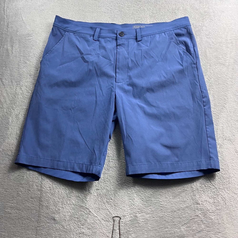 Mizzen+Main Harbour Performance Shorts Mens 36 Blue Slate Golf Activewear